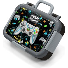 Coral High Kids Siyah Fosforlu Yeşil Gamer Desenli Paslanmaz Çelik Beslenme Kabı 39338