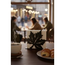 Grandmix Minimalist Metal Peçetelik Yaprak Desenli Siyah Dekoratif Sofra Aksesuarı