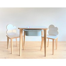 Asrimo Montessori Tasarımlı Çocuk Aktivite Masa Sandalye Takımı MDF Malzemeden Ceviz Renkli Çekmeceli