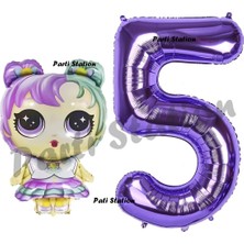Parti Station Bebek 5 Yaş Balon ve Mor Rakam Balon Doğum Günü Parti Set