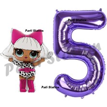 Parti Station Diva Lol Bebek 5 Yaş Balon ve Mor Rakam Balon Doğum Günü Parti Set