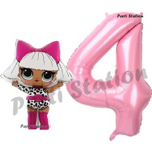 Parti Station Diva Lol Bebek 4 Yaş Balon ve Pembe Rakam Balon Doğum Günü Parti Set