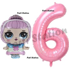 Parti Station Prenses Lol Bebek 6 Yaş Balon ve Pembe Rakam Balon Doğum Günü Parti Set