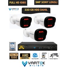 Vartek Bilişim 3 Kameralı 5mp Ahd Güvenlik Kamera Seti 320GB HDD 6 LED Gece Görüşlü