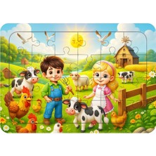 Ca Games Sevimli Dostlar 24 Parça 29X18CM Eğitici-Öğretici Sağlıklı Ahşap Çocuk Puzzle Yapboz Serisi Tekli