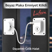 Lufern Özel Tasarım Beyaz Plaka Halatlı Emniyet Kilidi Balkon Kapı Pencere Güvenlik Kilidi Ev Iş Yeri