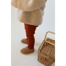 Gogo Bici Meriç Düğme Detaylı Fitilli Kiremit Renk Bebek Tayt 3-6 Ay Erkek Çocuk Kullanımı İçin