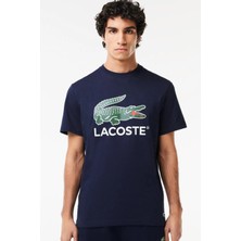 Lacoste Men's Regular Fit Crew Neck Graphic T-Shirt Navy Bisiklet Yaka Erkek Tişört Lacivert