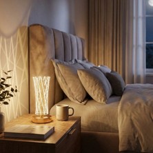 Roichil Silindirik Kristal Çizgi Model LED  – Gold Tabanlı, Dokunmatik, 3 Renk Işık Modlu, Şarjlı Modern Dekoratif Gece Lambası