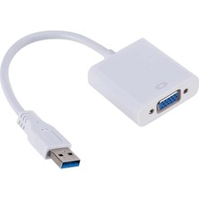 Leaf Shop USB 3.0 To VGA Adaptör - 20 cm Beyaz (Usb 3.0 ve USB 2.0 Destekler) - AL2619