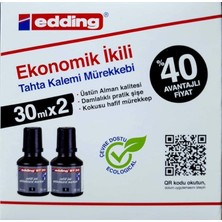 Leaf Shop Bt 30 Beyaz Yazı Tahtası Kalemi Yedek Mürekkep 2'li Kutu, Siyah