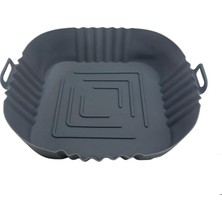 Leaf Shop Renkli Isıya Dayanıklı Yıkanılabilir Silikon Fırın ve Airfryer Kare Model Pişirme Matı 20 cm (Gri)