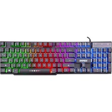 Leaf Shop KB-X88 USB Mekanik Hisli Gökkuşağı Aydınlatmalı Q Oyuncu Klavyesi, Siyah