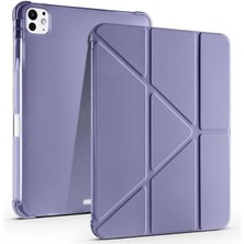 Leaf Shop Pro 11 Inç M4 2024 Ile Uyumlu Kılıf Üçgen Katlanabilir Kalem Şarj Bölmeli Kılıf A2836 A2837 A3006 Lavanta