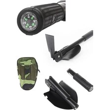 Leaf Shop Portatif Çantalı Pusulalı Katlanabilir Metal Kazma Kürek Seti