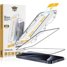 Leaf Shop iPhone 15 Serisi ile Uyumlu 5d Easyfit 2 Adet Kolay Uygulama Aparatlı Ekran Koruyucu Temperli Cam, iPhone 15 Pro, Şeffaf