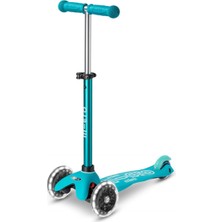 Leaf Shop Mini Deluxe LED 3 Tekerlekli Scooter Aqua, 1-5 Yaş, Denge ve Koordinasyon Geliştirici, Işıklı Tekerlekler, Katlanabilir,, 50 kg Taşıma Kapasitesi