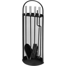 Leaf Shop 5 Li Lüx Ithal Tel Standlı Şömine-Soba Maşa Takımı Aksesuar Set 047