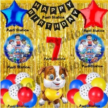 Parti Station Paw Patrol Balon Set 7 Yaş Paw Petrol Rubble Kırmızı Konsept Doğum Günü Parti Folyo Balon Seti