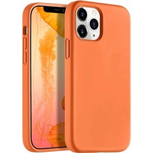 Leaf Shop Kılıf Ince Sıvı Silikon 3 Katmanlı Tam Kaplamalı Yumuşak Jel Kauçuk Kılıf Kapak (Turuncu, iPhone 13/14)