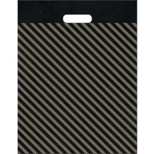 Leaf Shop Takviyeli Siyah Çizgili Poşet 23X36 cm No:2 50 Adet