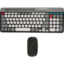 Leaf Shop Bluetooth Klavye Mouse Kablosuz Klavye ve Rgb Mouse Set 2.4g Bluetooth ve Batarya Taşınabilir Hafif ve Ince Tasarım ZYG-806