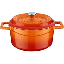 Leaf Shop Metal Döküm Yuvarlak Tencere, 20 Cm, Turuncu