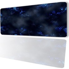 Leaf Shop Mavi Siyah Petek Desenli Kaymaz Gaming Oyuncu Masaüstü Dikişsiz Klavye Mouse Pad 32X70CM