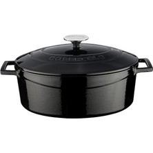 Leaf Shop Metal Oval Döküm Tencere, 29 Cm, 4.67 L Hacim, Siyah