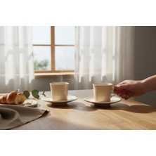 Lia Porselen 2 Kişilik 4 Parça Türk Kahve Fincan Seti Transparan Beyaz