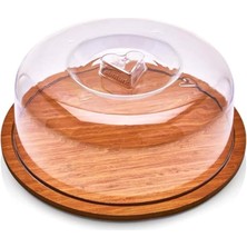 Leaf Shop Tablalı Şeffaf Akrilik Kapak Yuvarlak Kek Fanusu 29CM Büyük Boy Hava Almaz Lüx Pasta Sunumu