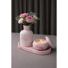 Mermer Desenli Dekoratif Vazo & Mumluk Seti