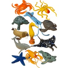 Tuengi Store 12 Parça Gerçekçi Deniz ve Okyanus Canlıları Oyuncak Dev Boy Hayvan Seti