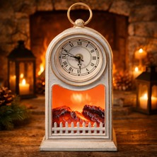 LED Işıklı Eskitme Şömine Saat Romen Rakamlı USB ve Pilli Dekoratif Masa Saati