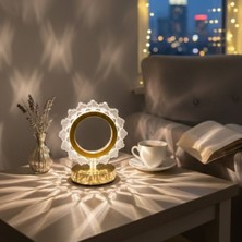 Roichil Güneş Şeklinde Kristal LED  – Dokunmatik, 3 Renk Işık Modlu, Şarjlı Mini Dekoratif Gece Lambası