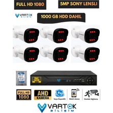 Vartek Bilişim 6 Kameralı 5mp Ahd Güvenlik Kamera Seti 1000GB HDD 6 LED Gece Görüşlü