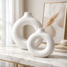 Dekoratif Vazo Aura Doğal Doku Vazo Seti -3’lü Dekoratif El Yapımı Vazo