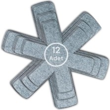 Leaf Shop 12 Li Set Tencere Tava Koruyucu Borcam Çizdirmez Keçe Düzenleyici (Gri)