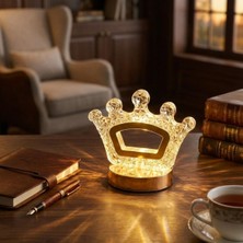 Roichil Kral Tacı Model Kristal LED  – Dokunmatik, 3 Renk Işık Modlu, Şarjlı Mini Dekoratif Gece Lambası