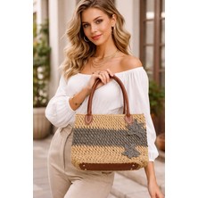 Vela Kağıt Hasır Ip Örgülü Şık El ve Kol Çantası