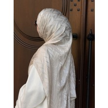 Qalortex Scarf Pamuklu Balık Sırtı Jakar Şal-Krem