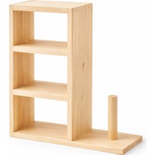 Iterra Masif Çam Ahşap Baharatlık & Havlu Kağıtlık Organizer – 3 Raflı Tezgah Üstü Düzenleyici (45X52 Cm)