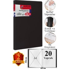 Artlantis Siyah Sunum Dosyası 20 Li 2 Adet Poşet Dosyalı Katalog Dosyası 20 Poşetli Kendinden Dosya Plastik Kapaklı