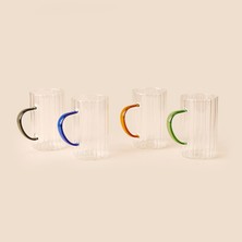 Tohana 4'lü Renkli Kulplu Cam Kupa - Şeffaf - 450 ml