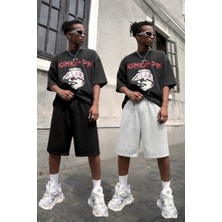 Vladivosto Diz Hizasında Erkek Bol Kalıp Rahat Nefes Alan Kumaş Baggy Büyük Beden Şort