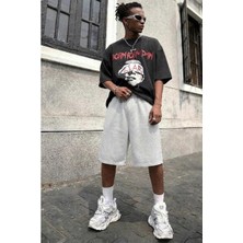 Vladivosto Diz Hizasında Erkek Bol Kalıp Rahat Nefes Alan Kumaş Baggy Büyük Beden Şort