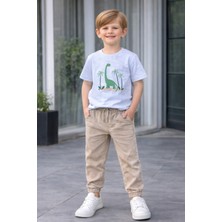 Chicsy Baby Erkek Çocuk Dinozor Baskılı Tişörtlü Pantolonlu 2 Parça Premium Takım