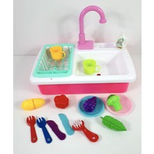 Ceren Mavi Pilli Çeşmeli Lavabo Mutfak Oyuncak Seti 5050A 25 Parça 8 - 12 Yaş İçin Eğlenceli Oyun