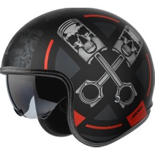 Axxis Motosiklet Kaskı Retro Güneş Vizörlü Hornet S Sv Skulls B5 Matt Red Motorcu Kask
