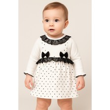 Chicsy Baby Kız Bebek Kalp Desenli Dantelli Fiyonklu Askılı Elbise Takım